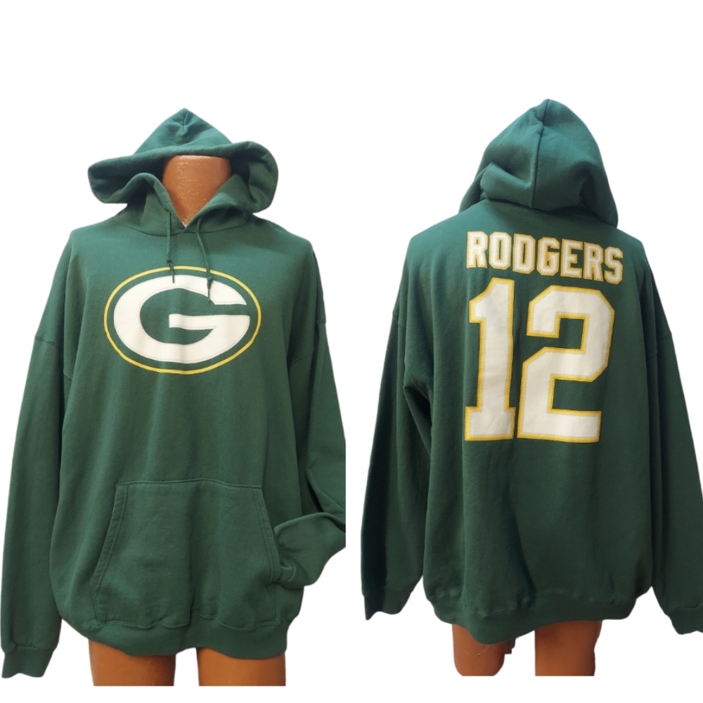 NFL Greenbay Packers 12 Aaron Rodgers Kangaroo Pouch Pullover Hoodie